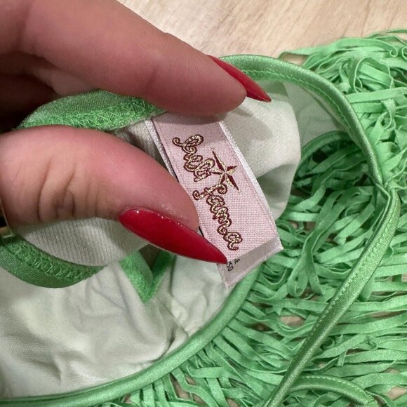 Women’s Luli Fama Swim Fringe Top Bikini Size Medium M Green Hot Cute Summer‎ - Picture 7 of 7